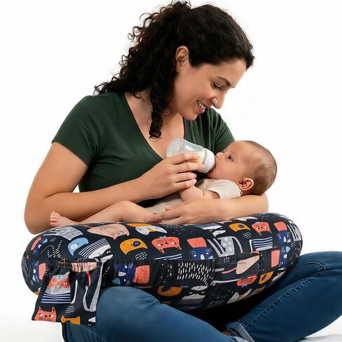 x-vesolje Plus Size Nursing Pillow Wider Support, Breastfeeding Pillow with Adjustable Strap Fit All Body Type, Ergonomic Breast Feeding Pillow, Baby Feeding Pillow for Mom- Max Size/Animal Gray in Kuwait