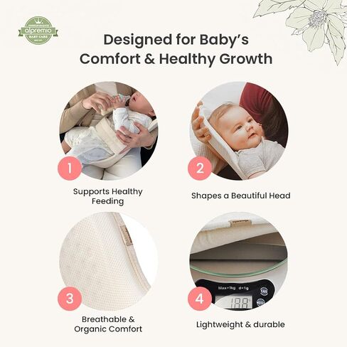 Feeding Support Seat with Adjustable Stability Strap, Mesh & Organic Cotton, Bottle-Feeding Assist for 1–5 Month Babies in Kuwait
