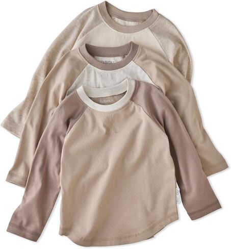 Butterblu Rookie - 100% Organic Cotton Baseball Tee, 3 Pack Raglan Sleeve Tshirt Long Sleeve for Girls, Boys, Unisex in Kuwait