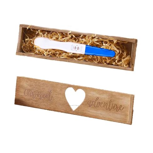 Pregnancy Test Keepsake Box with Paper Shred Filler Wooden Pregnancy Announcement Gifts Box for Early Detection Pregnancy Test Home Pregnancy Test HCG Test Baby Memory Souvenir Collection in Kuwait
