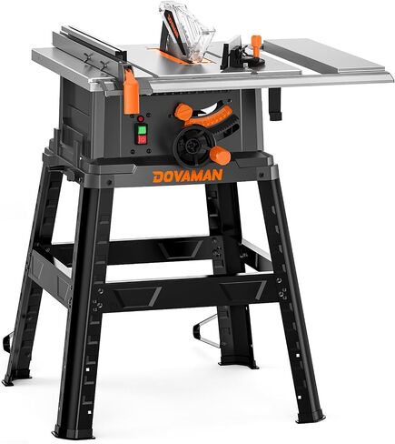 DOVAMAN 10-Inch 15A Table Saw, Tablesaw/W Stand, Max Cutting Height: 2.48" (45°) / 3.35" (90°), 5300 RPM Copper Motor, Extension on One Side, Multifunctional Table Saw for Various Wood Working in Kuwait
