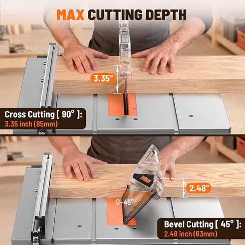 DOVAMAN 10-Inch 15A Table Saw, Tablesaw/W Stand, Max Cutting Height: 2.48" (45°) / 3.35" (90°), 5300 RPM Copper Motor, Extension on One Side, Multifunctional Table Saw for Various Wood Working in Kuwait