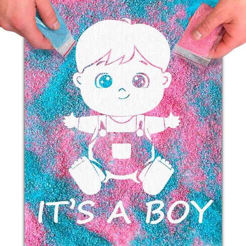 FETTIPOP Magic Art Canvas, Exposuring Sand Art (Gender Reveal – It’s a Boy Smiling) – Surprise Baby Shower Pregnancy Announcement, Unique Gift 7.9x9.8 inch in Kuwait