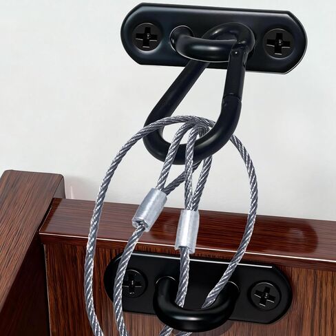 DAMILA 304 Stainless Steel Furniture Anchors – Heavy Duty Anti Tip Wall Anchor Kit with Quick Release, 400 lbs Support for Dresser, TV Stand, Bookcase & Cabinet (Black, 2 Pack) in Kuwait