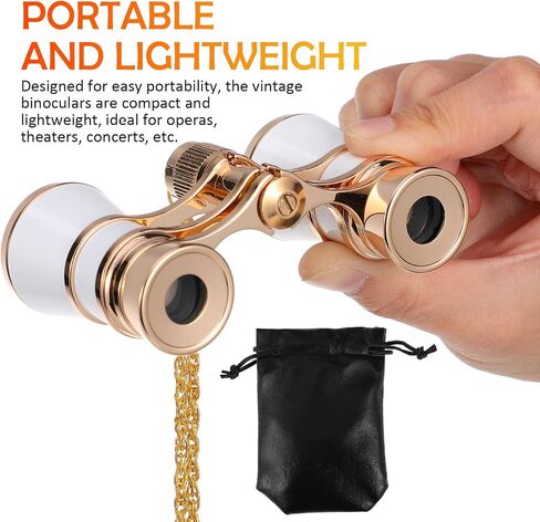 DOITOOL Compact Vintage Opera Glasses Lightweight Aluminium Alloy Theater Binoculars with Storage Pouch and Necklace Chain for Concerts and Operas in Kuwait