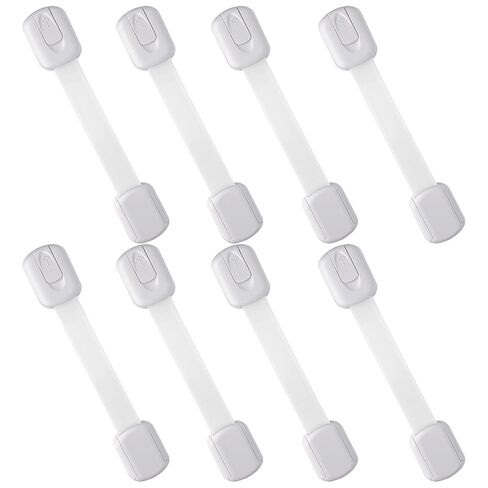 SKYWARD 6-Pack Baby Safety Cabinet Locks, White, Adjustable, Drill-Free | Suitable for Drawers, Ovens, Cabinets, Ensuring Child Safety in Kuwait