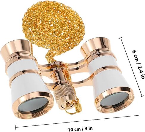 STOBAZA Opera Glasses Binoculars Compact Lightweight Aluminum Alloy with Storage Pouch and Necklace Chain Vintage Style for Theater and Opera Sightseeing in Kuwait