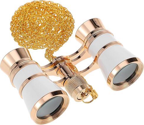 INOOMP Compact Vintage Opera Glasses for Women with 3X Magnification and Aluminium Alloy Body, Includes Necklace Chain and Storage Pouch, for Theater and Opera Events in Kuwait