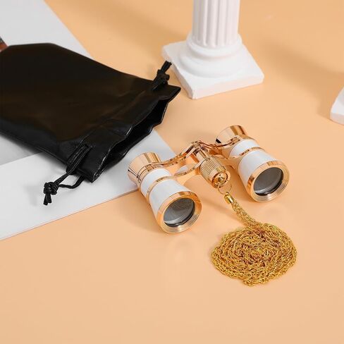 INOOMP Compact Vintage Opera Glasses for Women with 3X Magnification and Aluminium Alloy Body, Includes Necklace Chain and Storage Pouch, for Theater and Opera Events in Kuwait