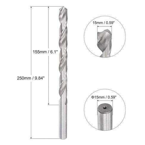 Generic 15mm Twist Drill Bits, High-Speed Steel Straight Shank Extra Long Drill Bit 250mm Length for Wood Plastic Aluminum in Kuwait