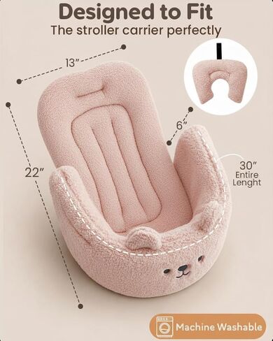 Pet Stroller Comforter Set – Ultra-Soft Cushion, Pillow & Edge Cover – Machine Washable, Protective & Cozy Liner for Dogs & Cats – Easy Install (Lemonade Pink, Stroller Not Included) in Kuwait