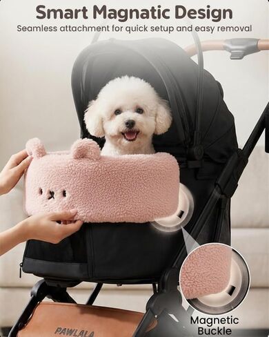 Pet Stroller Comforter Set – Ultra-Soft Cushion, Pillow & Edge Cover – Machine Washable, Protective & Cozy Liner for Dogs & Cats – Easy Install (Lemonade Pink, Stroller Not Included) in Kuwait