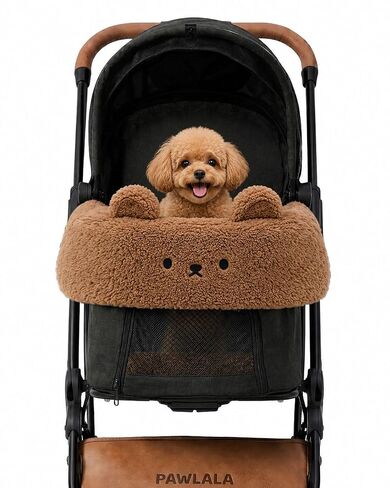 Pet Stroller Comforter Set – Ultra-Soft Cushion, Pillow & Edge Cover – Machine Washable, Protective & Cozy Liner for Dogs & Cats – Easy Install (Teddy Brown, Stroller Not Included) in Kuwait