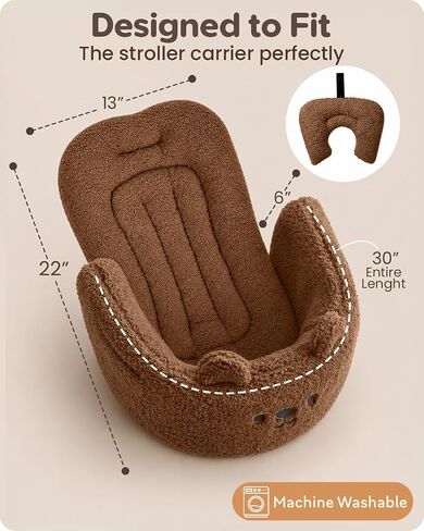 Pet Stroller Comforter Set – Ultra-Soft Cushion, Pillow & Edge Cover – Machine Washable, Protective & Cozy Liner for Dogs & Cats – Easy Install (Teddy Brown, Stroller Not Included) in Kuwait