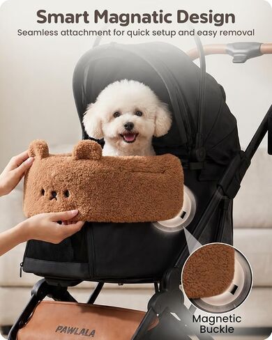 Pet Stroller Comforter Set – Ultra-Soft Cushion, Pillow & Edge Cover – Machine Washable, Protective & Cozy Liner for Dogs & Cats – Easy Install (Teddy Brown, Stroller Not Included) in Kuwait