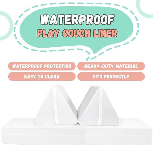 Frienda Waterproof Play Couch Protective Liner Cover 6-Piece Set Spill-Proof Polyester Protector for Play Couch Liners, White, 33 x 33 x 5.5 Inches (Depth x Width x Height) in Kuwait
