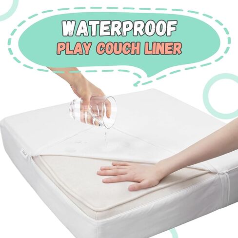 Frienda Waterproof Play Couch Protective Liner Cover 6-Piece Set Spill-Proof Polyester Protector for Play Couch Liners, White, 33 x 33 x 5.5 Inches (Depth x Width x Height) in Kuwait
