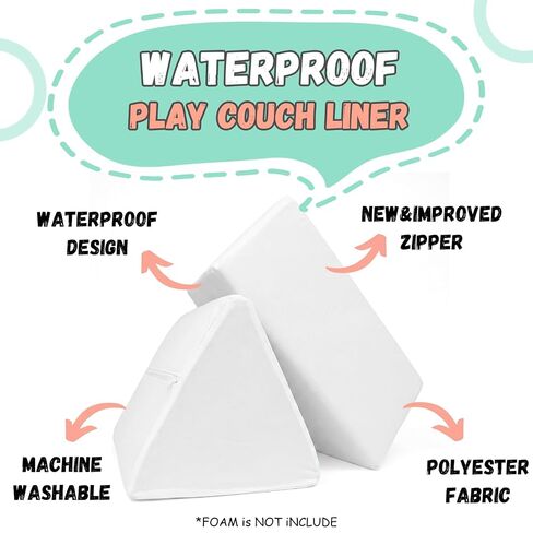 Frienda Waterproof Play Couch Protective Liner Cover 6-Piece Set Spill-Proof Polyester Protector for Play Couch Liners, White, 33 x 33 x 5.5 Inches (Depth x Width x Height) in Kuwait