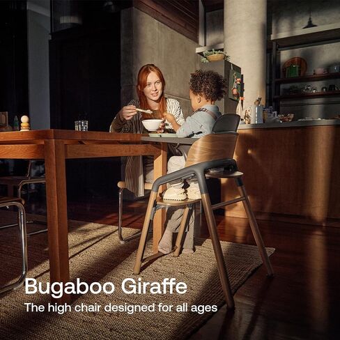 Bugaboo Giraffe Wooden Baby High Chair Adjustable Ergonomic Design | 1-second adjustment, easy clean design, FSC beechwood, bioplastic, newborn set compatible, White in Kuwait