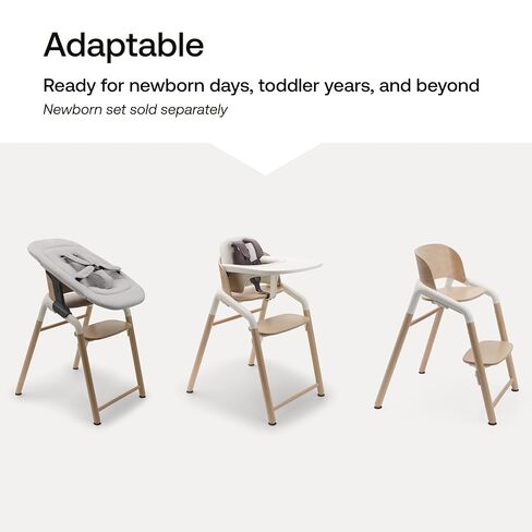 Bugaboo Giraffe Wooden Baby High Chair Adjustable Ergonomic Design | 1-second adjustment, easy clean design, FSC beechwood, bioplastic, newborn set compatible, White in Kuwait