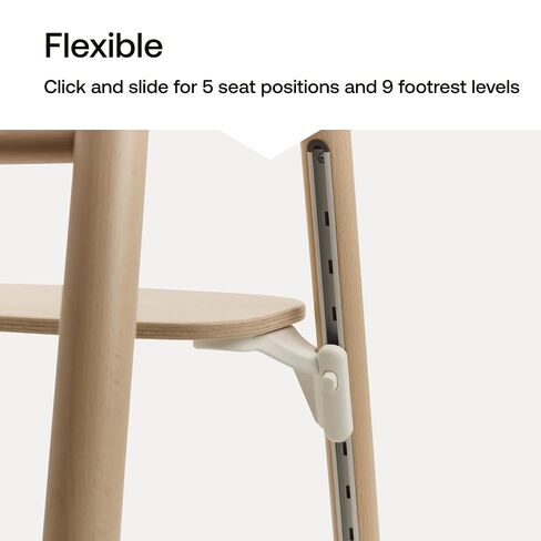 Bugaboo Giraffe Wooden Baby High Chair Adjustable Ergonomic Design | 1-second adjustment, easy clean design, FSC beechwood, bioplastic, newborn set compatible, White in Kuwait