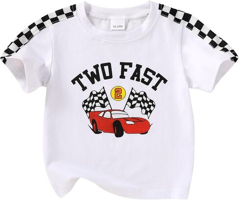 Happy Town 2nd Birthday Shirt Boy Two Fast Race Car Birthday Party Tee 2T Boys Summer Clothes 2 Year Old Boy Birthday Gift in Kuwait