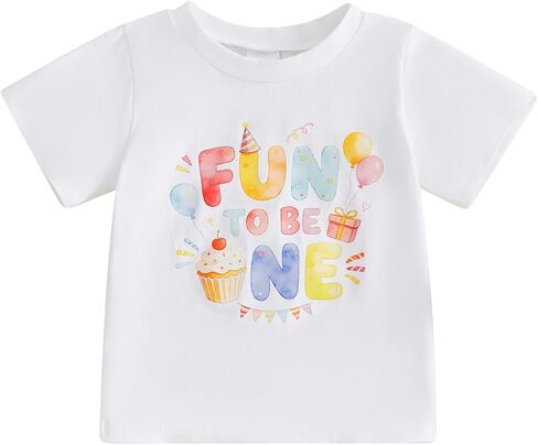 Kupretty Baby Boy First Birthday Shirt 1st Birthday Outfit Boy Fun to Be One Year Old Short Sleeve Tee in Kuwait