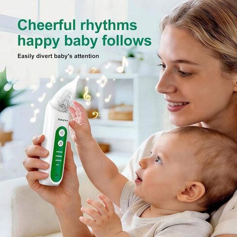 Babyfutur Electric Nasal Aspirator for Baby, Nose Sucker for Newborn Infants Toddlers with Adjustable 3 Suction Levels,3 Silicone Tips, Easy to Breathe & Reusable,Music Soothing Function in Kuwait