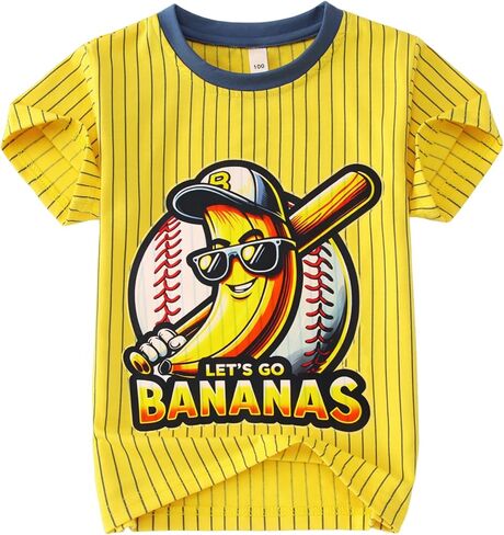CM C&M WODRO Toddler Boy Girl Baseball Shirt Kid Banana Graphic T-Shirt Baseball Team Lover Tee Ballgame Outfit Game Day Tops in Kuwait