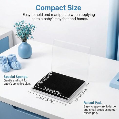 Large Ink Pad for Baby Hand and Footprints, Washable Black Stamp Pad 4.92 X 3.94inches Ink Pads for Dog Paw Prints Office Home DIY Crafting in Kuwait