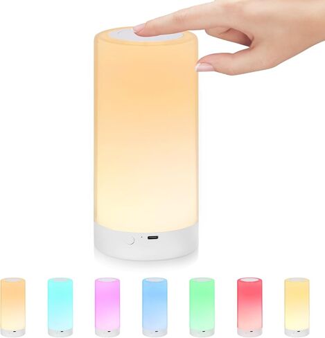 UNIFUN Bedside Touch Lamp Rechargeable Dimmable RGB LED Table Night Light | Easy Touch Control Design , Rechargeable Battery With Portable Cordless, RGB Color Change,Multiple Use for Bedroom, Nursery in Kuwait