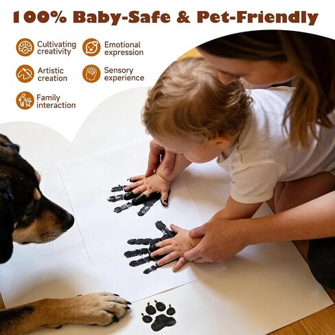 Baby Hand and Footprint Pet Paw Friendly Ink Paint, Black, Non-Toxic Acid-Free, Safe Washable Ink Paint for Newborn Keepsake Dog Cat DIY Christmas Gift for New Moms, 2.54 fl oz in Kuwait