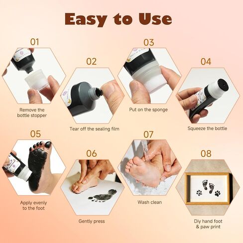 Baby Hand and Footprint Pet Paw Friendly Ink Paint, Black, Non-Toxic Acid-Free, Safe Washable Ink Paint for Newborn Keepsake Dog Cat DIY Christmas Gift for New Moms, 2.54 fl oz in Kuwait