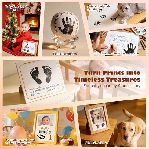 Baby Hand and Footprint Pet Paw Friendly Ink Paint, Black, Non-Toxic Acid-Free, Safe Washable Ink Paint for Newborn Keepsake Dog Cat DIY Christmas Gift for New Moms, 2.54 fl oz in Kuwait