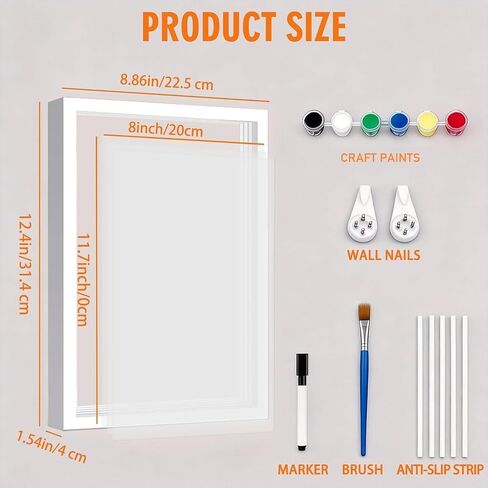 Family Handprint Kit, DIY Craft Keepsake with Wooden Frame, Craft Photo Frame Hand Print Ornament Set, Family Personalized Gift for New Baby (White, 4 Transparent Sheets) in Kuwait