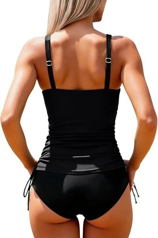 ' S Tankini Swimwear Tummy 2 Piece Ruched Drawstring Bathing Suit Shell in Kuwait