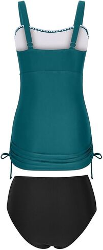 ' S Tankini Swimwear Tummy 2 Piece Ruched Drawstring Bathing Suit Shell in Kuwait