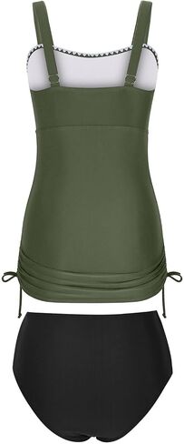 ' S Tankini Swimwear Tummy 2 Piece Ruched Drawstring Bathing Suit Shell in Kuwait