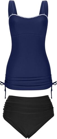 ' S Tankini Swimwear Tummy 2 Piece Ruched Drawstring Bathing Suit Shell in Kuwait