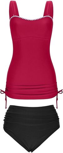 ' S Tankini Swimwear Tummy 2 Piece Ruched Drawstring Bathing Suit Shell in Kuwait