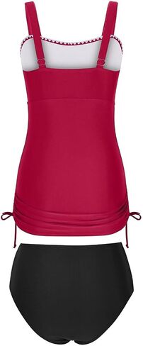 ' S Tankini Swimwear Tummy 2 Piece Ruched Drawstring Bathing Suit Shell in Kuwait