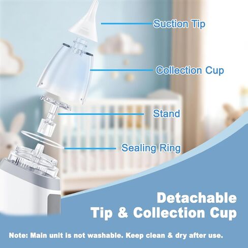 Electric Nasal Aspirator for Baby & Toddler, 3 Adjustable Suction Levels with Soothing Light & Music for Gentle Nasal Care in Kuwait