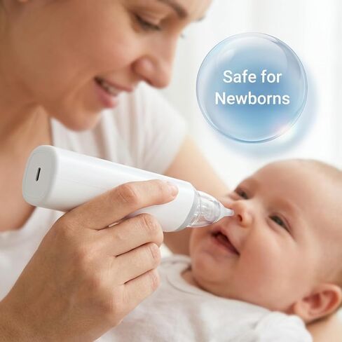Electric Nasal Aspirator for Baby & Toddler, 3 Adjustable Suction Levels with Soothing Light & Music for Gentle Nasal Care in Kuwait