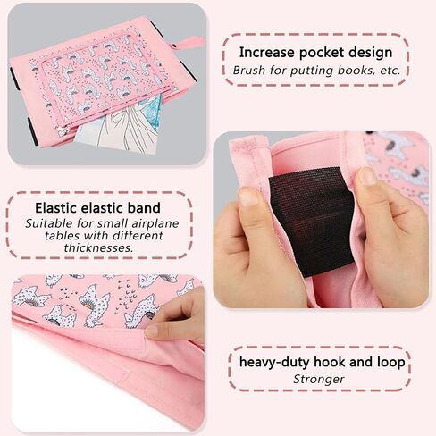 QISHENG Children's tray table cover, foldable plane travel manager, pocket design, children's travel essentials, plane，train，car friendly, light and machine washable. in Kuwait