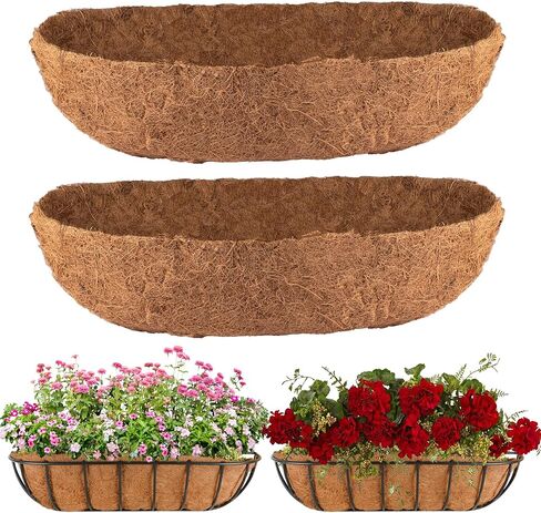 2Pcs Trough Coco Liner 36" Coco Coir Liners for Planters, Liners for Window Boxes Liners, Wall Basket Planters, Railing Hanging Baskets, Garden Planter Baskets in Kuwait