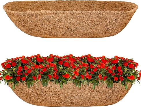 Halatool 36" Coco Liners for Planters, 2 Pack Coconut Fiber Trough Liners | Replacement Window Box Liners for Railings & Balcony Planters, Breathable, Prevents Soil Erosion & Promotes Healthy Roots in Kuwait