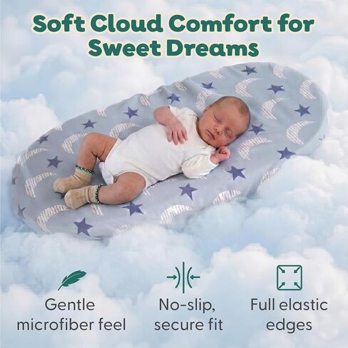 The Peanutshell Soft Cloud Baby Bassinet Sheets Boy Girl 4pk - Fitted Bassinet Sheets Rectangle, Sky Blue Nursery Decor, Fits 33" x 19.5" Bassinets in Kuwait