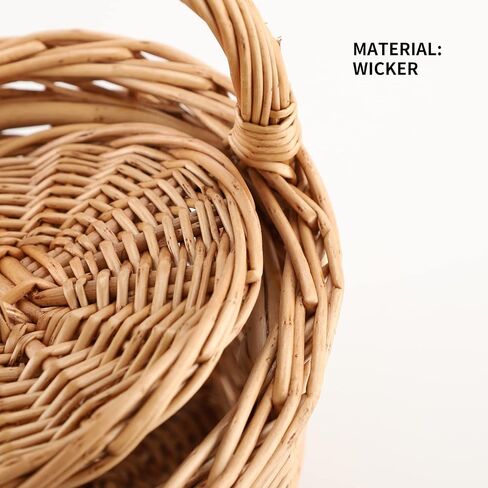 Small Wicker Basket, Round Storage Bin with Handle and Lid for Cell Phones Toys Sundries in Kuwait
