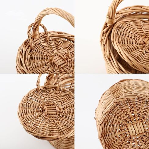 Small Wicker Basket, Round Storage Bin with Handle and Lid for Cell Phones Toys Sundries in Kuwait