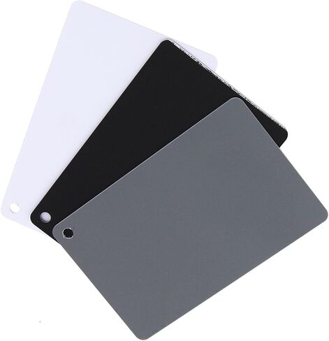 Professional Photography Color Balance Card Set, 3 in 1 Calibrated Grey White Black Cards with Neck Strap for Digital Camera Exposure White Balance Correction Studio Outdoor in Kuwait